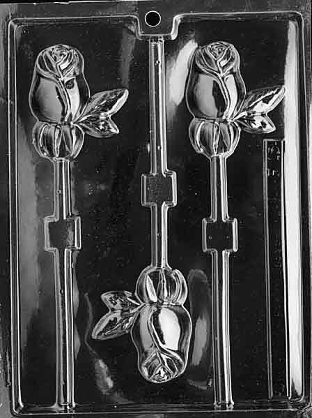 LONG STEM ROSE Lolly Sucker Chocolate Candy Mold Craft Supply
