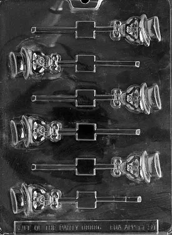 SKULL WITH HAT Lolly Halloween Sucker Chocolate Candy Mold Craft Supply