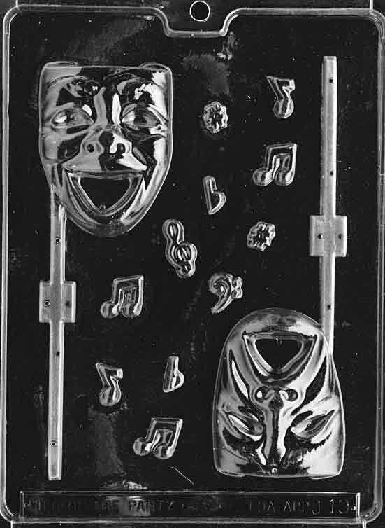 COMEDY & TRAGEDY MASK Lolly Sucker Chocolate Candy Mold Craft Supply