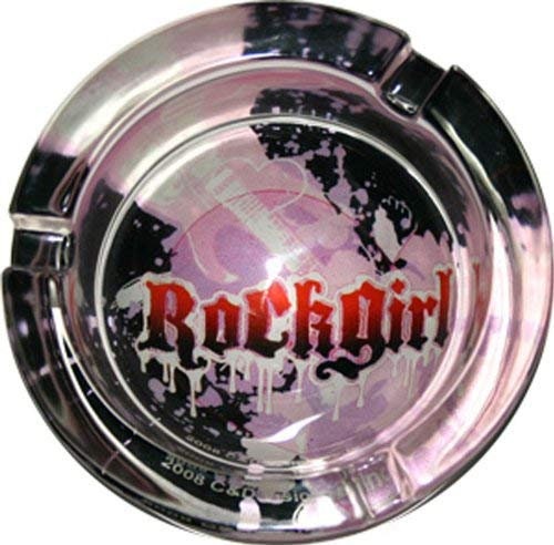 ROCK GIRL Glow In The Dark Ashtray - Pinback Badge