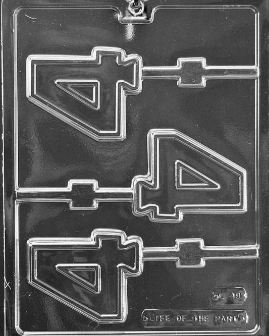 LOLLY #4 Number 4 Sucker Chocolate Candy Mold Craft Supply