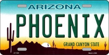 PHOENIX ARIZONA State Background Metal License Plate