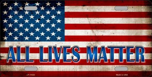 ALL LIVES MATTER American Flag Metal License Plate Craft Supply
