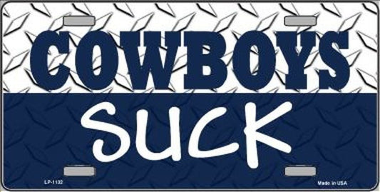 COWBOYS SUCK Metal License Plate