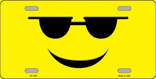 SUNGLASSES COOL SMILEY Face Metal License Plate