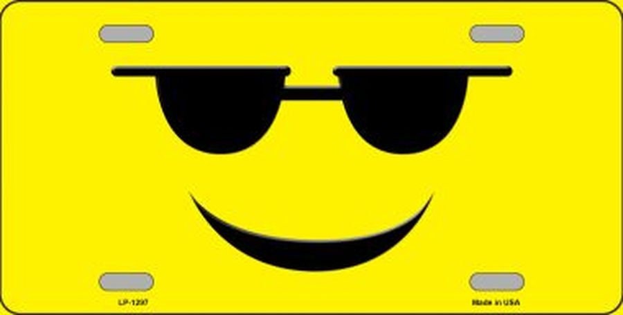 SUNGLASSES COOL SMILEY Face Metal License Plate Craft Supply