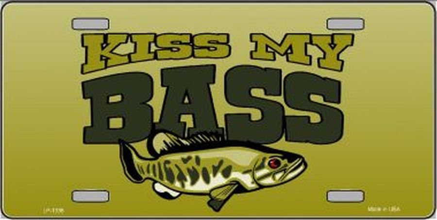 KISS MY BASS Funny Ass Fishing Metal License Plate