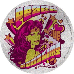WONDER WOMAN Peace Love Round Sticker Decal - DC Comics Craft Supply