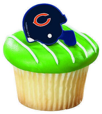 12 CHICAGO BEARS Cupcake Rings NFL Cake Toppers for Birthday Party Decoration Craft Supply