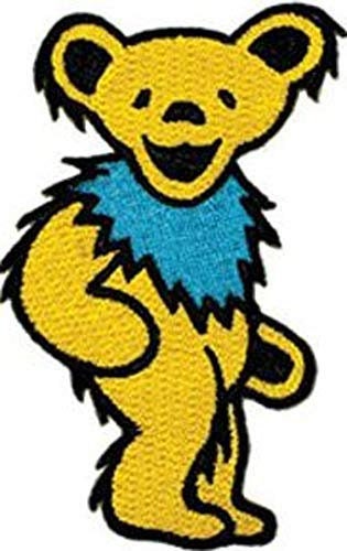GRATEFUL DEAD Dancing Bear YELLOW Patch - Embroidered Rock Band Patch Applique Craft Supply