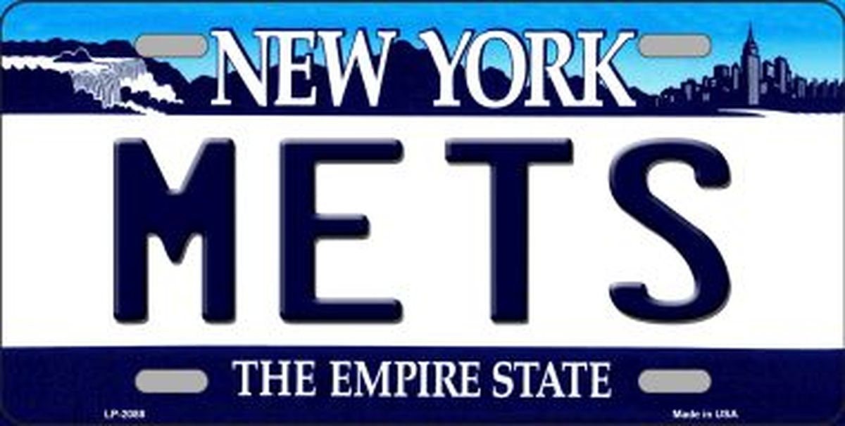 METS New York State Background Metal License Plate