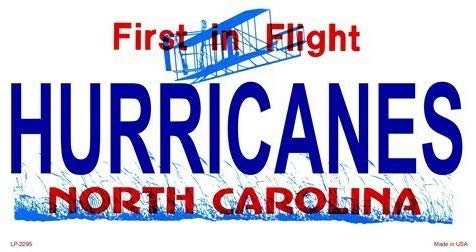 HURRICANES North Carolina State Background Metal License Plate Craft Supply