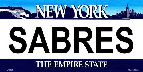 SABRES New York State Background Metal License Plate Sign Novelty Vanity Hockey Craft Supply