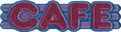 50s Retro Café Sign Vintage Patch - Embroidered Patch Applique Craft Supply