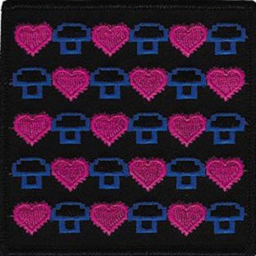 Video Games Mushrooms & Hearts Patch - Embroidered Patch Applique Craft Supply