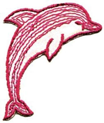 Red Dolphin Patch - Embroidered Patch Applique Craft Supply
