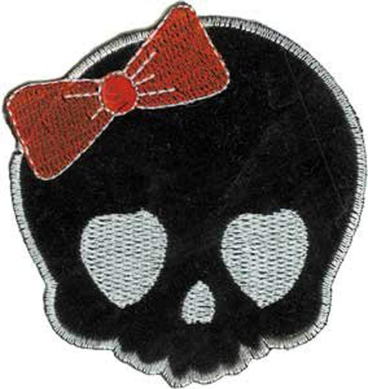 Skull with Bow Patch - Embroidered Patch Applique