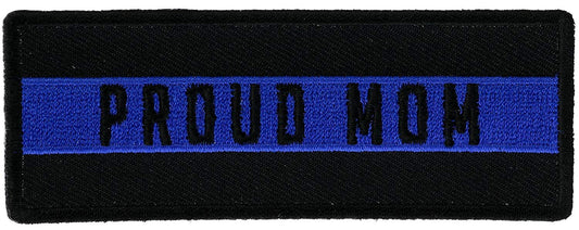 PROUD MOM Thin BLUE Line Stripe Police Law Enforcement Sheriff Embroidered Patch Craft Supply