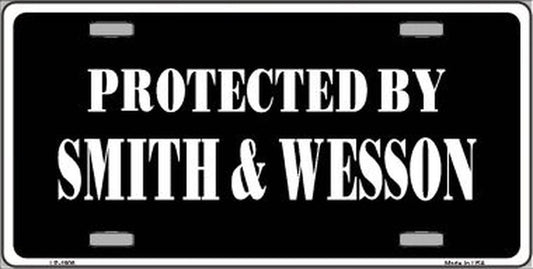 PROTECTED By SMITH & WESSON Metal License Plate - Second Amendment