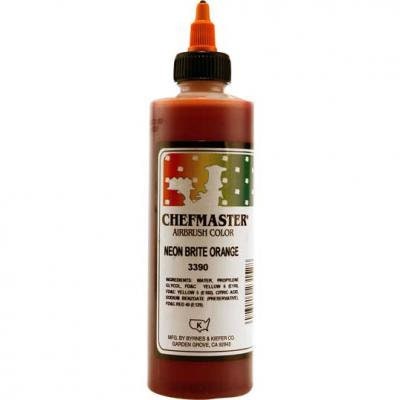 NEON ORANGE Chefmaster Airbrush Color 9-Ounce - Custom Cake Cupcake Decorating Craft Supply