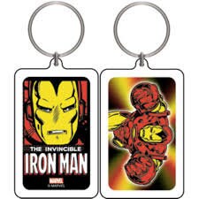 IRON MAN Double Sided Lucite Acrylic Keychain - Marvel Comics Keyring Keyfob Craft Supply