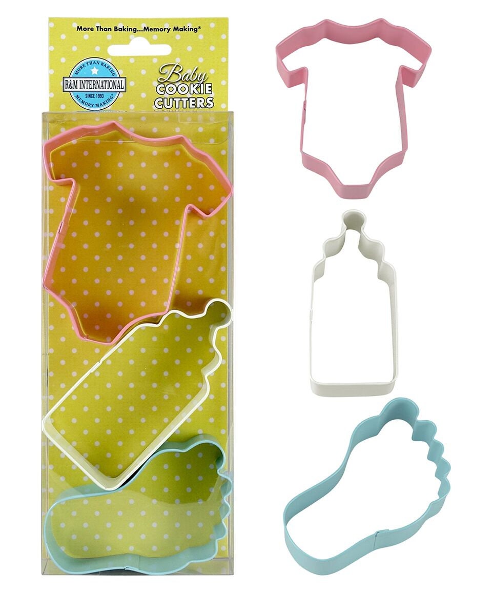 BABY Cookie Cutters, Onesie, Bottle, Foot, 3-Piece Set - Cakes Cupcakes Cookies Fondant Party Craft Supply