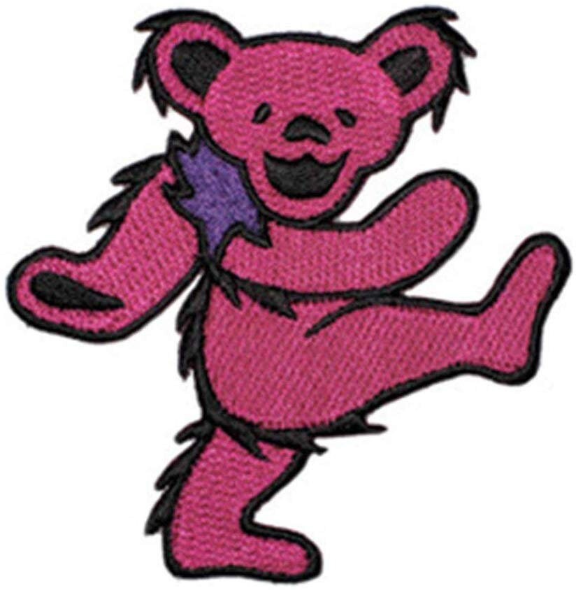 GRATEFUL DEAD Dancing Bear Pink Patch - Embroidered Rock Band Patch Applique