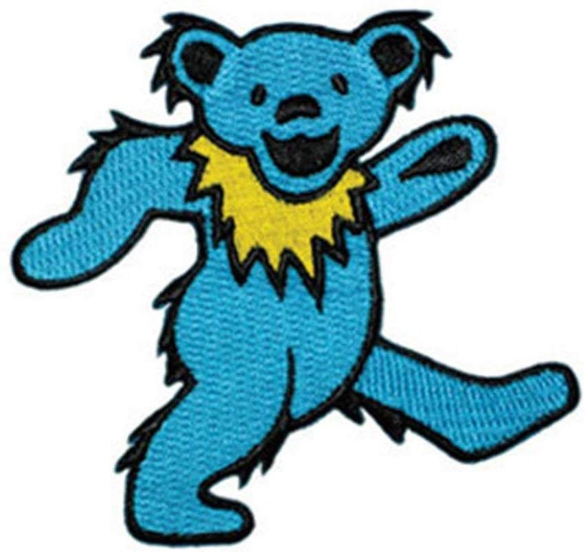 GRATEFUL DEAD Dancing Bear BLUE Patch - Embroidered Rock Band Patch Applique Craft Supply
