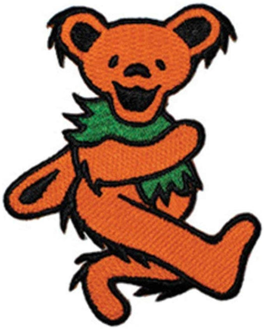 GRATEFUL DEAD Dancing Bear ORANGE Patch - Embroidered Rock Band Patch Applique
