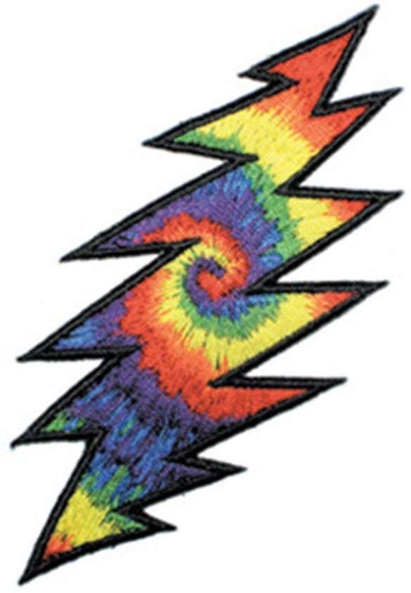 GRATEFUL DEAD Tie Dye Lightning Bolt Patch - Embroidered Rock Band Patch Applique Craft Supply