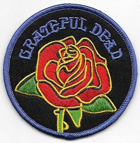 GRATEFUL DEAD Rose with Logo Patch - Embroidered Rock Band Patch Applique Craft Supply