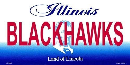BLACKHAWKS Illinois State Background Metal License Plate Craft Supply