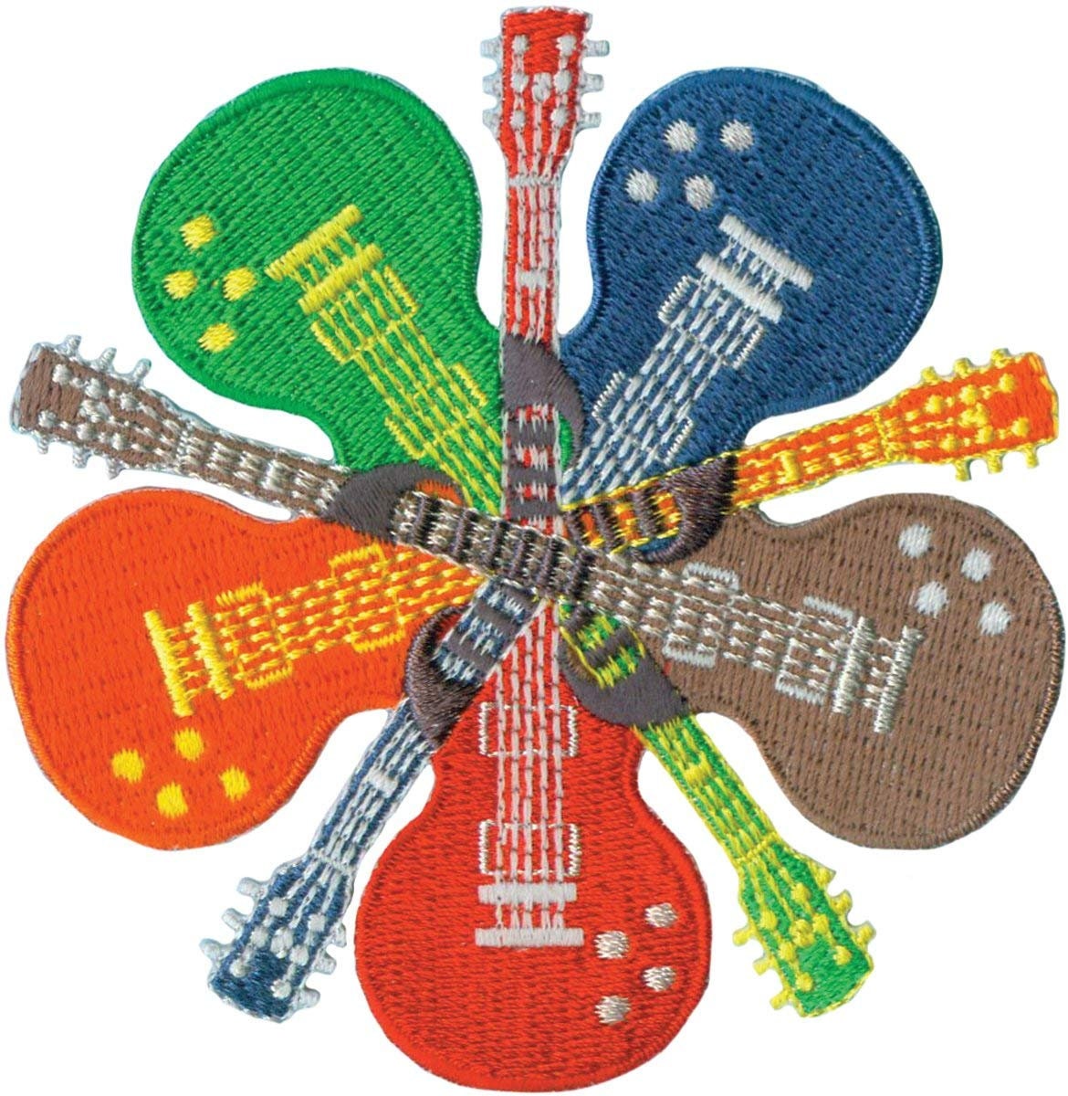 Music Themed Guitars Patch - Embroidered Patch Applique Craft Supply