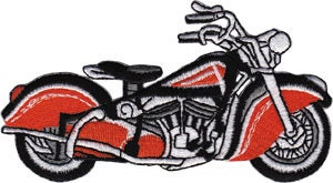 Vintage Motorcycle Patch - Embroidered Patch Applique - Red & Black Bike Retro Craft Supply