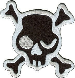 WINKING SKULL Patch - Skulls Embroidered Patch Applique Craft Supply