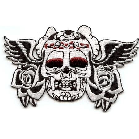 WINGED CANDY SKULL Patch - Skulls Embroidered Patch Applique