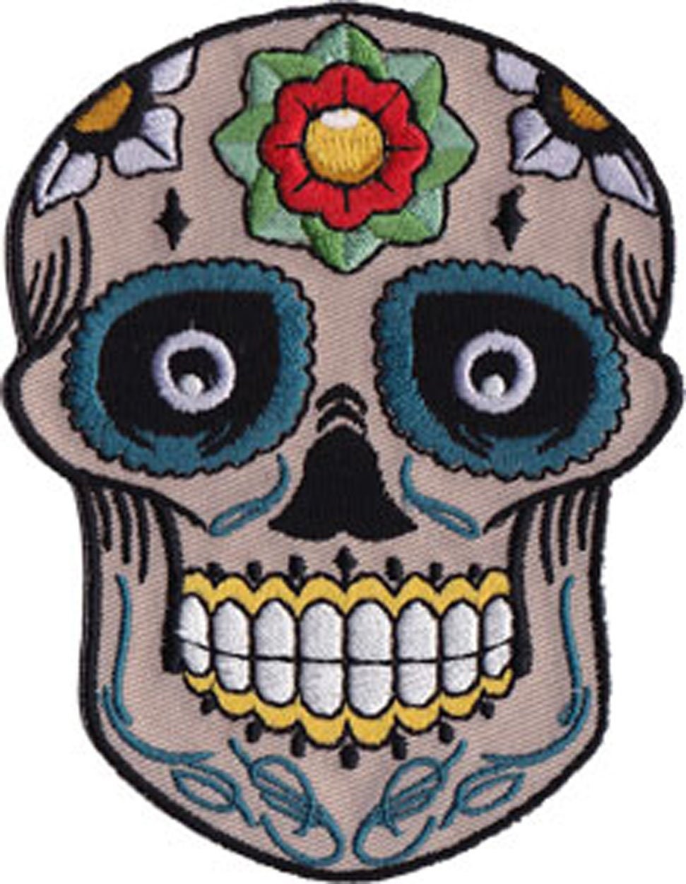 CANDY SKULL With Flower Patch - Skulls Embroidered Patch Applique Craft Supply