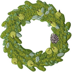 CHRISTMAS WREATH Patch - Embroidered Patch Applique