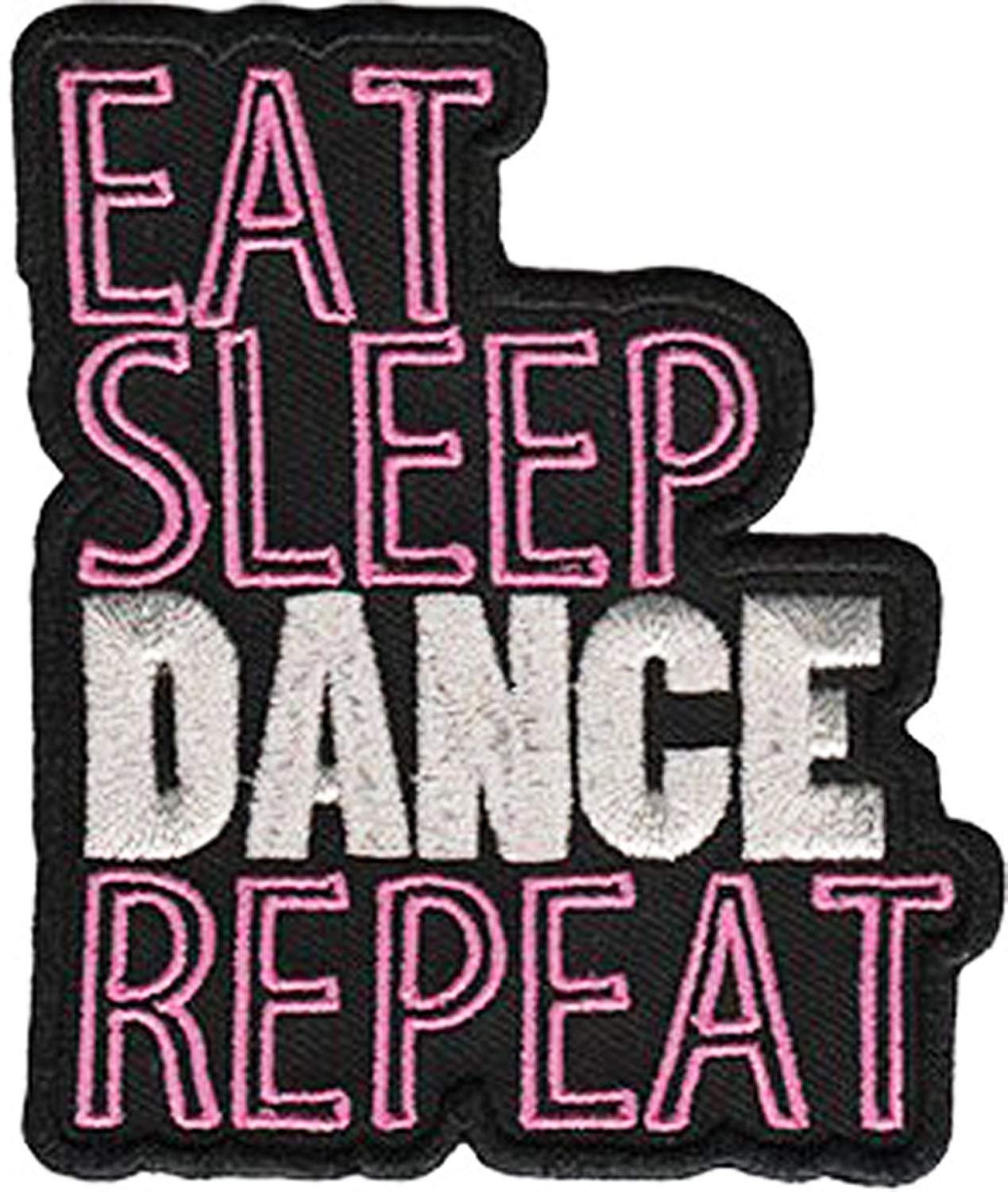 EAT SLEEP DANCE Repeat Patch - Dancing Girls Embroidered Patch Applique Craft Supply
