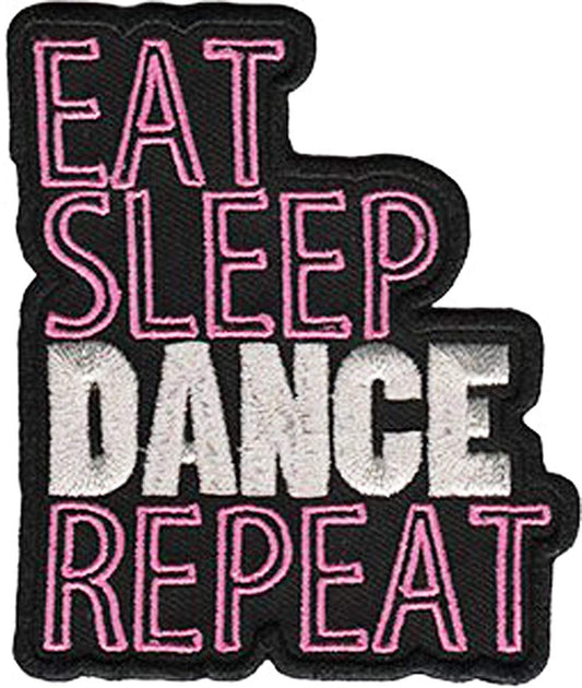 EAT SLEEP DANCE Repeat Patch - Dancing Girls Embroidered Patch Applique Craft Supply