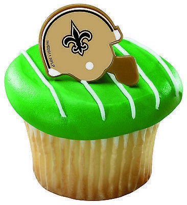 12 NEW ORLEANS SAINTS Cupcake Rings Nfl Cake Toppers for Birthday Party Decoration Craft Supply