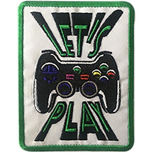 LET'S PLAY Controller Video Games Patch - Embroidered Patch Applique Craft Supply