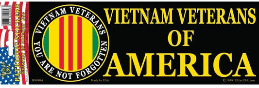 VIETNAM VETERANS Of AMERICA Bumper Sticker Decal - Vietnam Veteran Vets Military Navy Marines Army Air Force Craft Supply