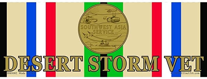 DESERT STORM VET Bumper Sticker Decal - Ribbon & Medal Vets Veteran Military Navy Marines Army Craft Supply