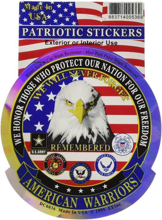 AMERICAN WARRIORS Sticker Decal - Veteran Vets Military Navy Marines Army Air Force