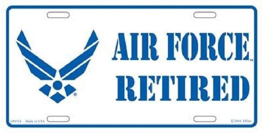 AIR FORCE RETIRED Logo Metal License Plate - Military Vet Veteran - United States usaf Craft Supply