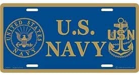 U.S. NAVY Anchor Logo & Seal Metal License Plate - Military Vet Veteran - United States USN
