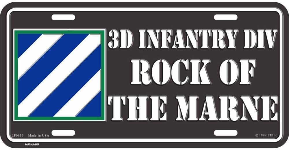 ARMY 3RD INFANTRY DIVISION Metal License Plate - Military Vet Veteran - United States Army Rock Of The Marne Craft Supply