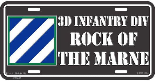 ARMY 3RD INFANTRY DIVISION Metal License Plate - Military Vet Veteran - United States Army Rock Of The Marne Craft Supply