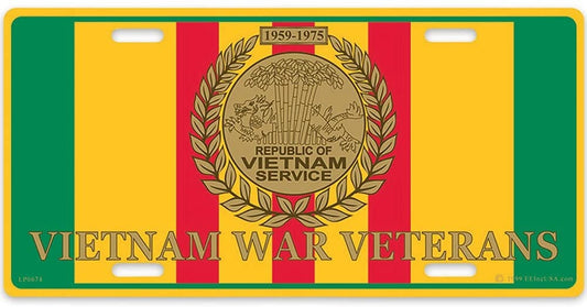 VIETNAM WAR VETERANS Ribbon Medal Metal License Plate - Military Vet Veteran - United States Army Marines